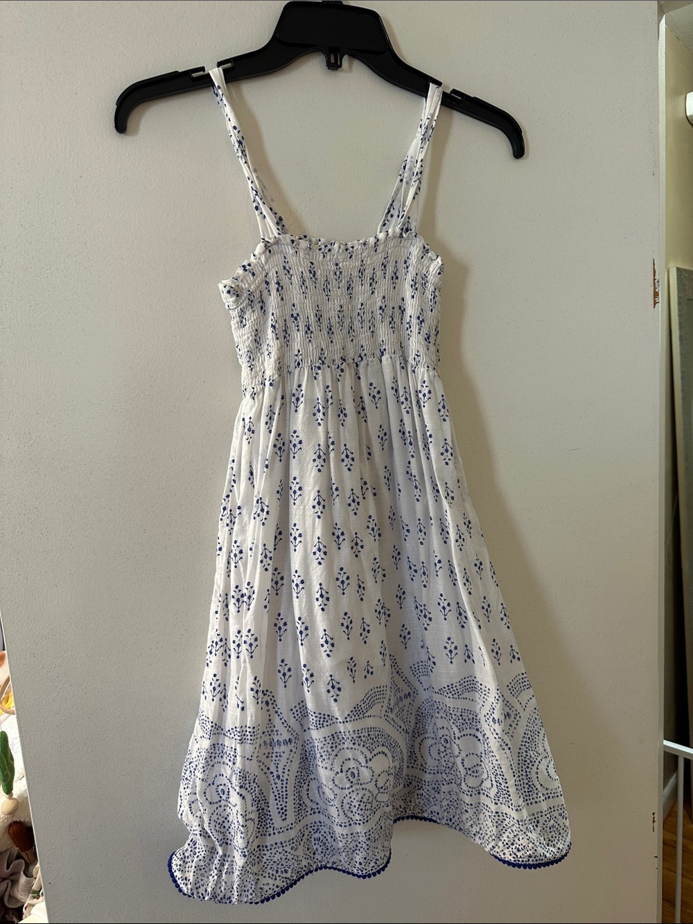 White & Blue Smocked Sundress - kids